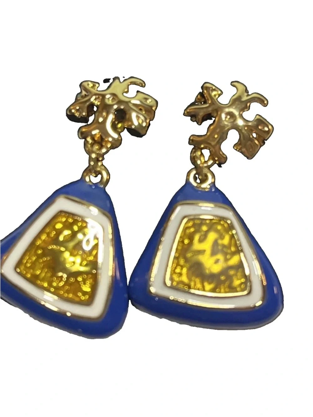Tory Burch Blue and Gold Drop Earrings